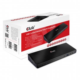 CLUB3D CSV-1562 base para portátil y replicador de puertos Acoplamiento Negro